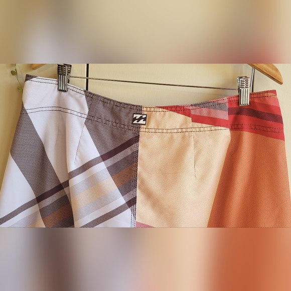 Billabong Board Shorts Mens 36 Swim Trunks Orange Brown Surf Striped Pocket Logo - Picture 7 of 15